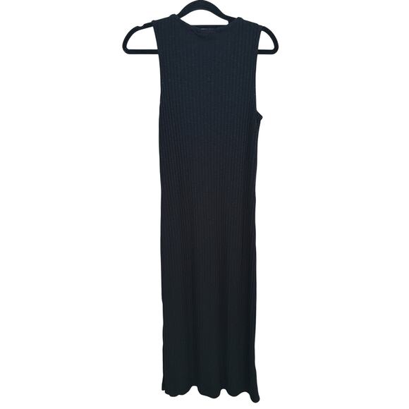 Who What Wear Ribbed Black Midi Dress Sleeveless Stretch XS Dark Academia Fall - Picture 3 of 7